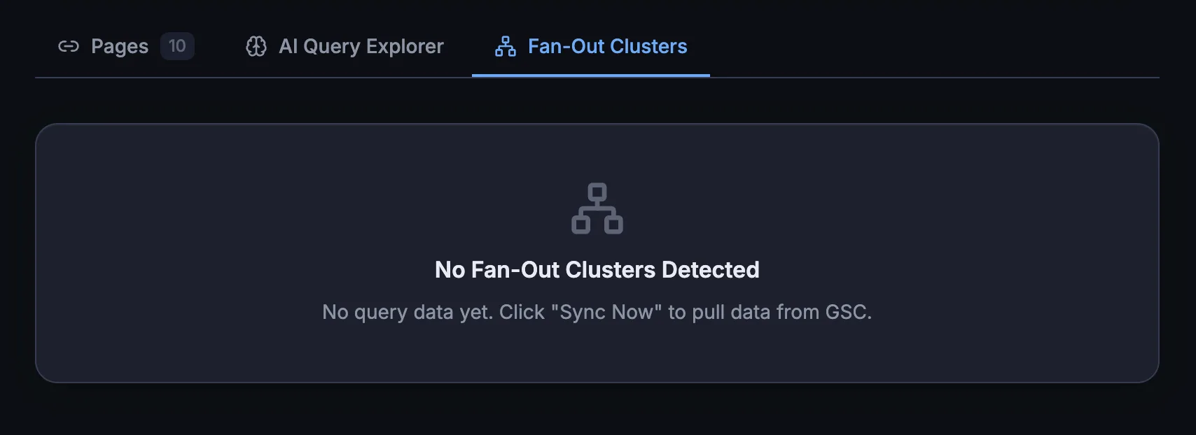 Fan-Out Cluster detection showing queries where Google returns multiple pages from the same site