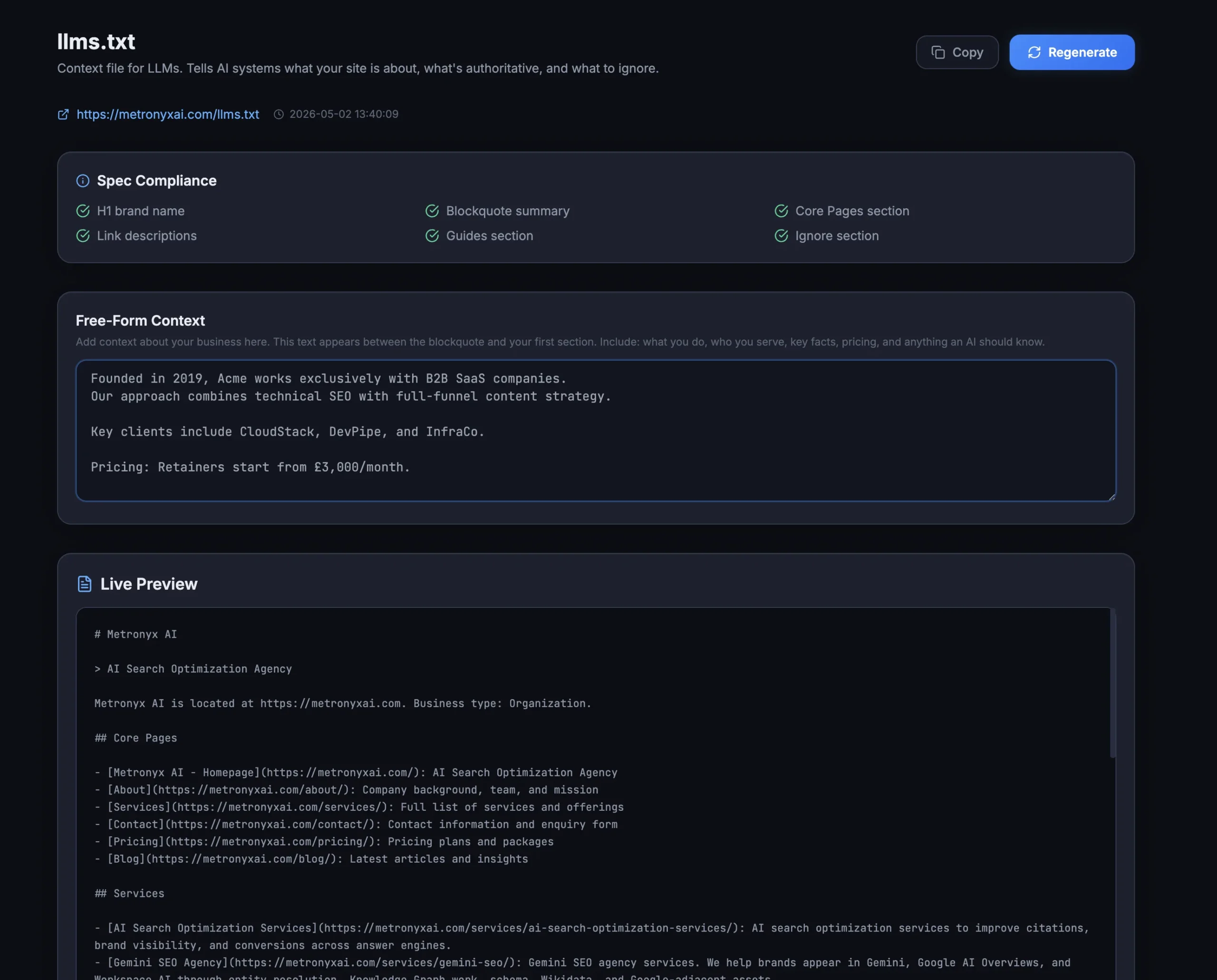 AEO God Mode llms.txt generator
