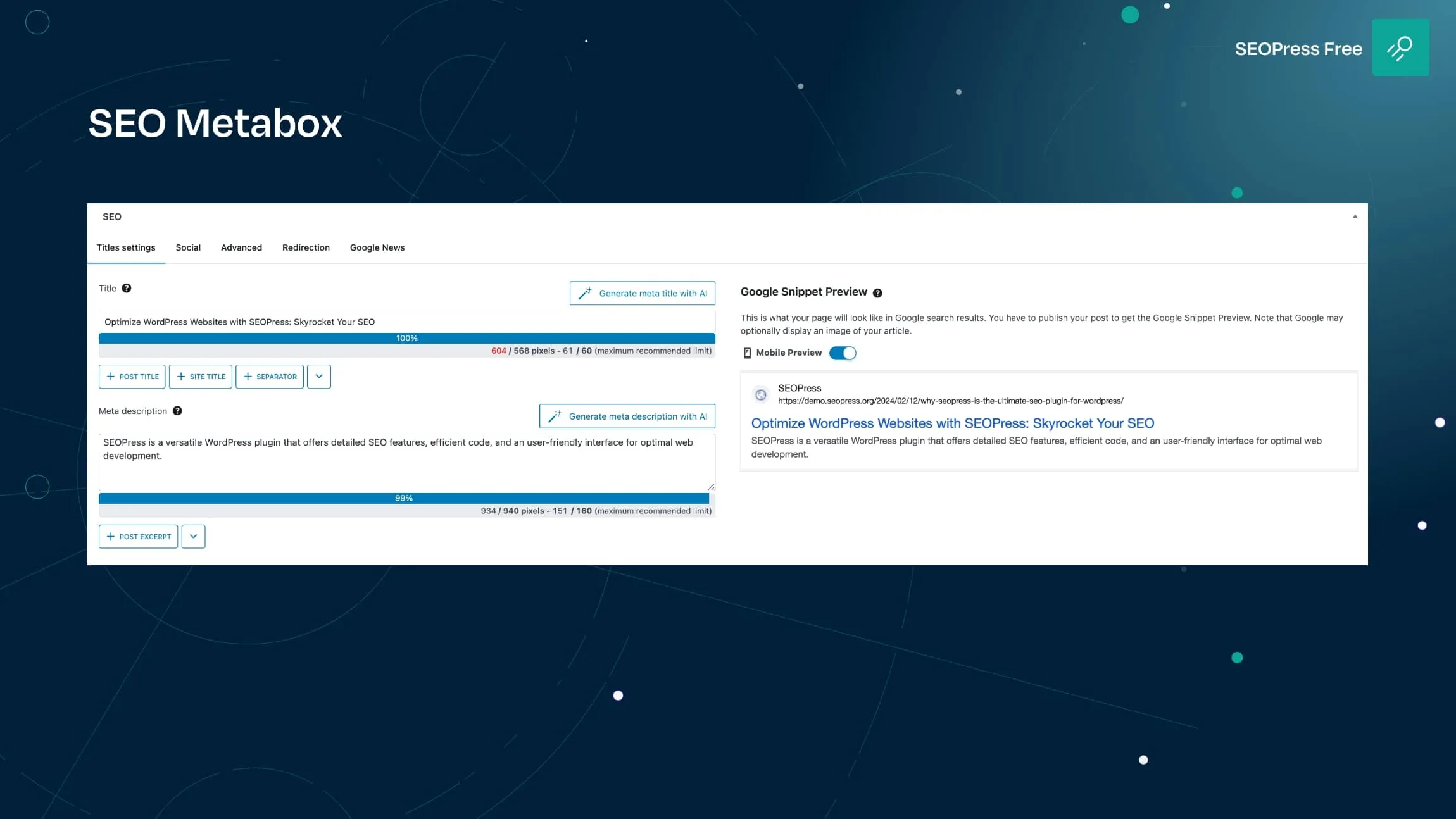 SEOPress PRO AI WordPress plugin