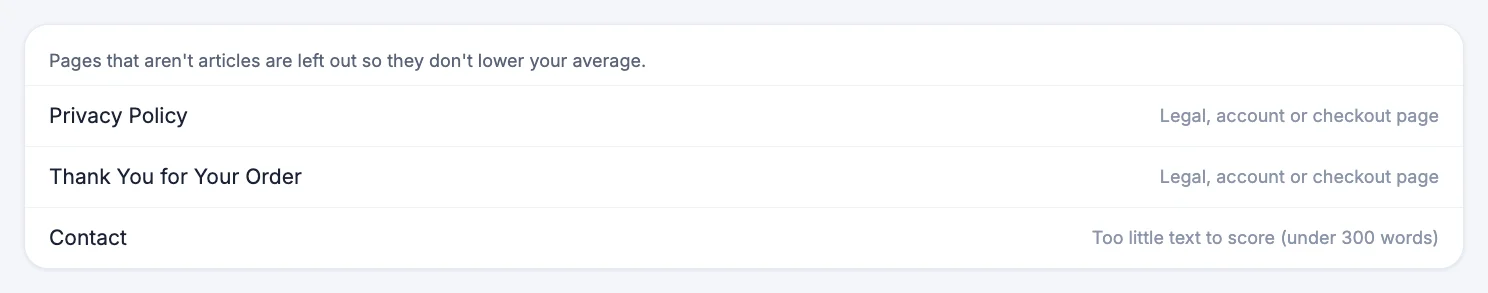 The Skipped list showing pages that are not articles and why each was skipped