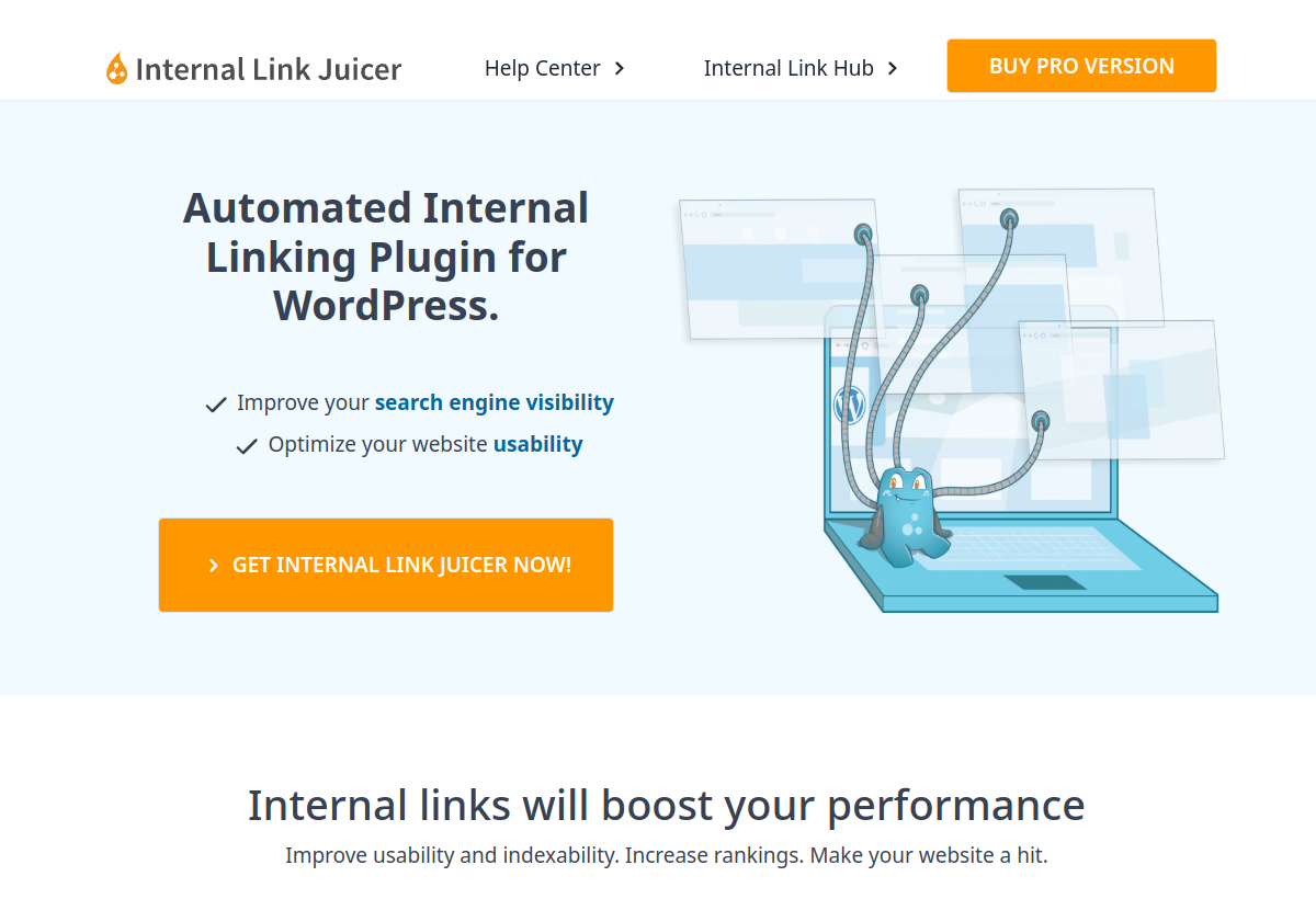 Internal Link Juicer homepage screenshot