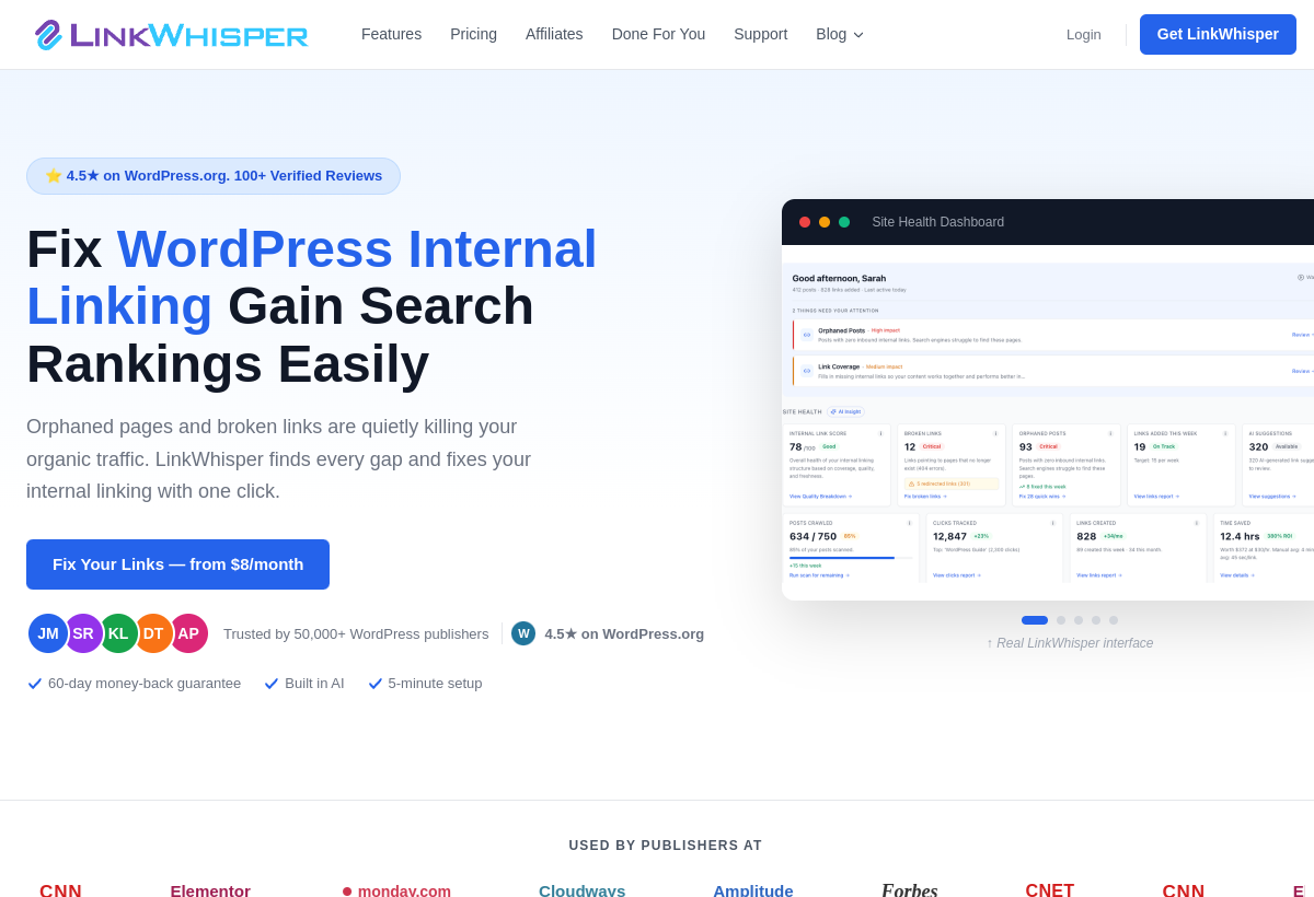 Link Whisper homepage screenshot